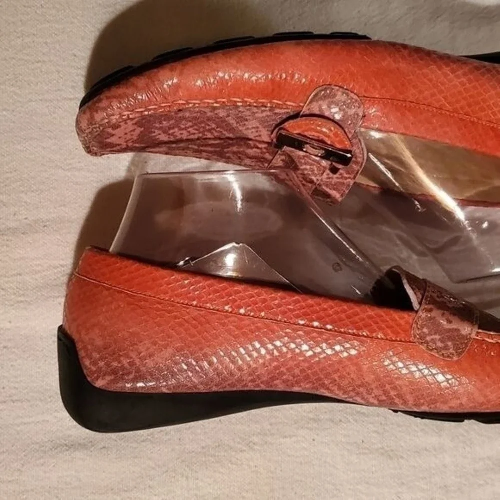 Stuart Weizmann Multicolor Python Embossed Leather Buckle Detail Sz 10 Loafers